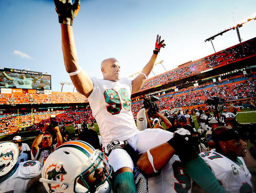 Jason Taylor--carried off the field a winner in final game of career!